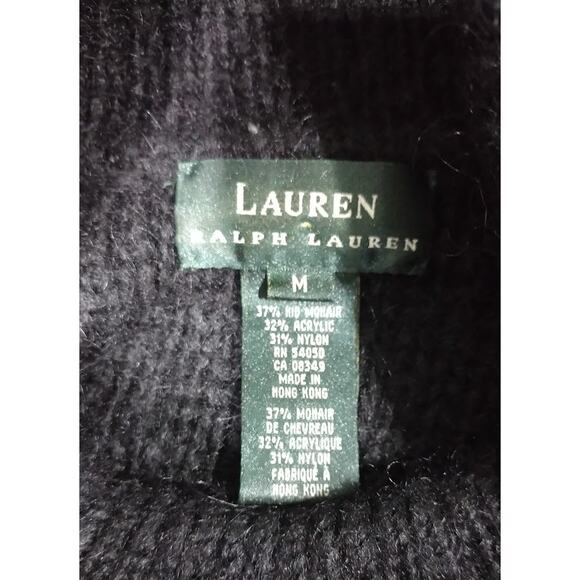 Lauren Ralph Lauren Cowl Neck Bulky Mohair Blend Sweater, Black, Size M - Picture 3 of 4